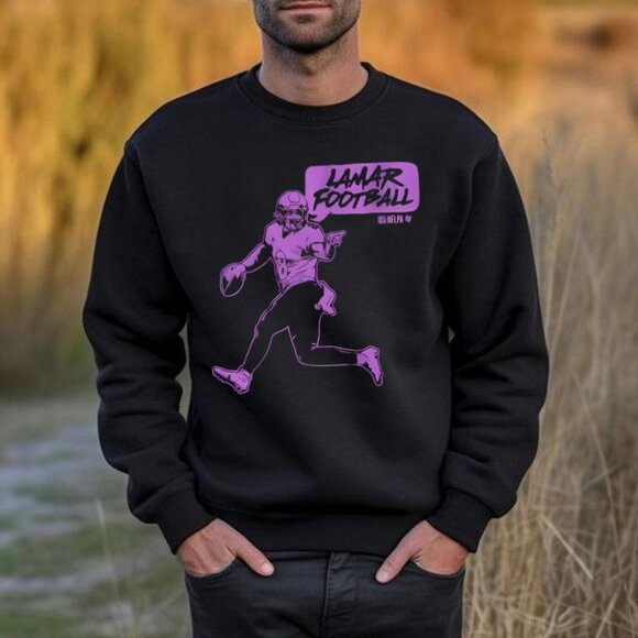 Lamar Jackson Ravens Football Sweatshirt Retro NFL Crewneck Vintage Baltimore 05 - Picture 1 of 5
